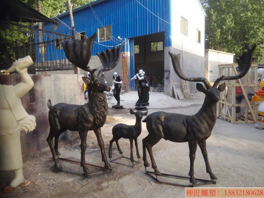 玻璃钢防铜鹿 公园动物雕塑 草坪雕塑(2)