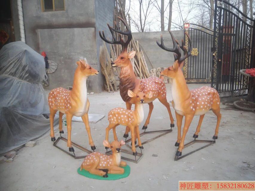 草坪梅花鹿，玻璃钢动物雕塑，仿真动物雕塑（6）
