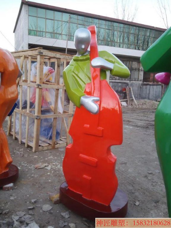 玻璃钢人物雕塑 城市景观雕塑 广场人物雕塑 吹拉弹唱雕塑制作（6）