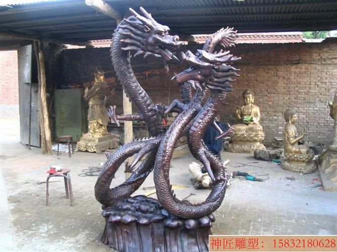 双龙动物铜雕塑 双龙动物铜雕塑